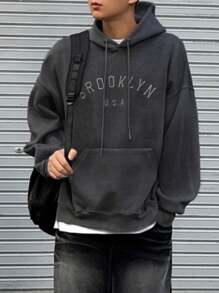 DAZY 男士秋季字母刺绣连帽衫