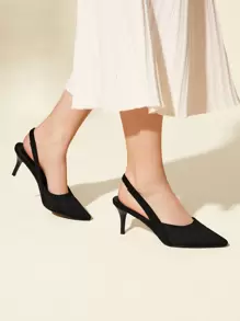 CUCCOO BASICS 女士鞋 简约优雅尖头黑色露跟细高跟鞋 夏季度假鞋 夏季促销 优雅高跟鞋 返校鞋 大学生鞋 圣诞节 秋季 新年 假期 - 黑色 - 查看 7