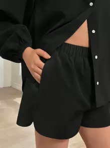 Forever 21 Women Linen Clothes Sets Women Outfits Fall Two Pieces Sets - Black - View 5