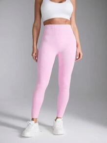 SHEIN Sports Legging esportiva de cintura ajustada com bolso, uso casual diário - Multicolorido - Visão 3