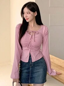 DAZY 2pcs Women's Casual Ruched Camisole And Shrug Set, Spring And Summer Lounge Sets For Women - Pink - View 3
