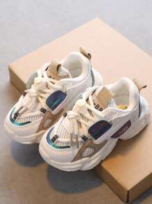 1 双软底舒适网眼透气婴儿幼儿运动鞋，适合春秋季节 - 米色 - 查看 1