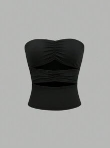 Sweetra Women's Ruched Backless Cropped Tube Top, Summer Y2K  - Multicolor - View 5