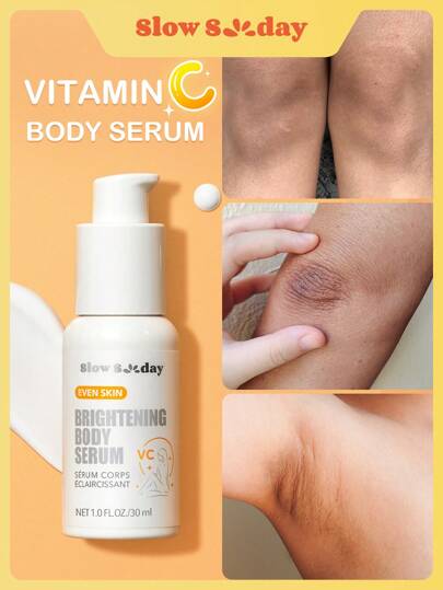 SlowSunday 美白ボディセラム、ナイアシンアミドとビタミンC誘導体配合、肌色を均一化、くすみを改善し、肌の明るさアップ、ひじ、脇、ひざなどに適用、寒い冬にぴったり、Y2K、バレンタインデー、ラマダン、パーティーにも最適
