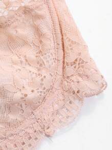 DAZY 蕾丝拼接扇形边饰纯色文胸女士内衣 - 杏色 - 查看 9