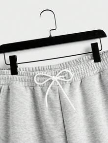 Manfinity Hypemode Áo nỉ trẻ trung, kiểu dáng thường ngày, hai mảnh, họa tiết nhện, món đồ không thể thiếu cho Halloween. - Xám - Xem 3