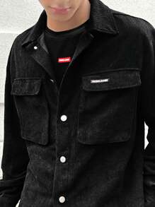 Manfinity VCAY 1 bucată Bărbați Haine Y2K De bază Amuzant Casual Oversize Trendy High Street Stil vintage Jachete de toamnă de buzunar din velur Înapoi la școală Haine de toamnă Haine de Halloween