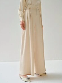 Enchnt Damen Einfarbige Lässig Alltagshosen - Grau - Übersicht 3