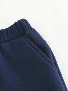 Cozy Pixies 2pcs/Set Boy's Letter Pattern Knit Soft Crew Neck Long Sleeve Sweatshirt And Elastic Waist Jogger Pants - Multicolor - View 9