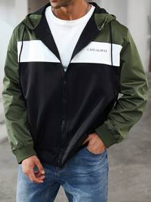 Manfinity Homme 男式加大码连帽字母印花撞色拉链夹克 - 彩色 - 查看 10