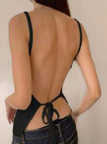 SHEIN EZwear Top de punto informal y sexy sin espalda para mujeres