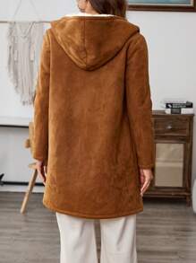 EMERY ROSE 女士休闲保暖连帽夹克，适合秋冬季 - 棕色 - 查看 2