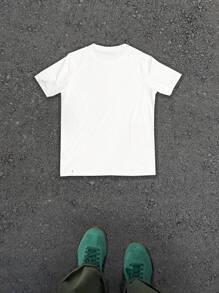 青少年男童朋克风印花圆领短袖上衣，夏季 - 白色 - 查看 2