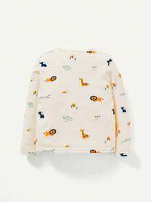 Cozy Pixies 2pcs Baby Boy Cartoon Pattern Crew Neck Long Sleeve Top And Bib Pants Set - Brown - View 5
