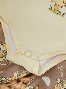 SHEIN 3pcs/Set Infant Baby Boys Casual Daily Wear Cute Cartoon Lion Print Long Sleeve Bodysuit With Hat, Suitable For Outings And Home Leisure, Mama Picked - Multicolor - View 4