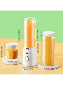 电动 USB 榨汁机搅拌机，1 套便携式搅拌杯，带 2 个杯子，迷你搅拌机，适用于奶昔和沙拉，果汁，400 毫升，六个刀片非常适合搅拌，家用水果搅拌机，适用于厨房、家庭、旅行、食品补充剂 USB 充电果汁杯，多功能榨汁机学生家用厨房 - 白色 - 查看 8