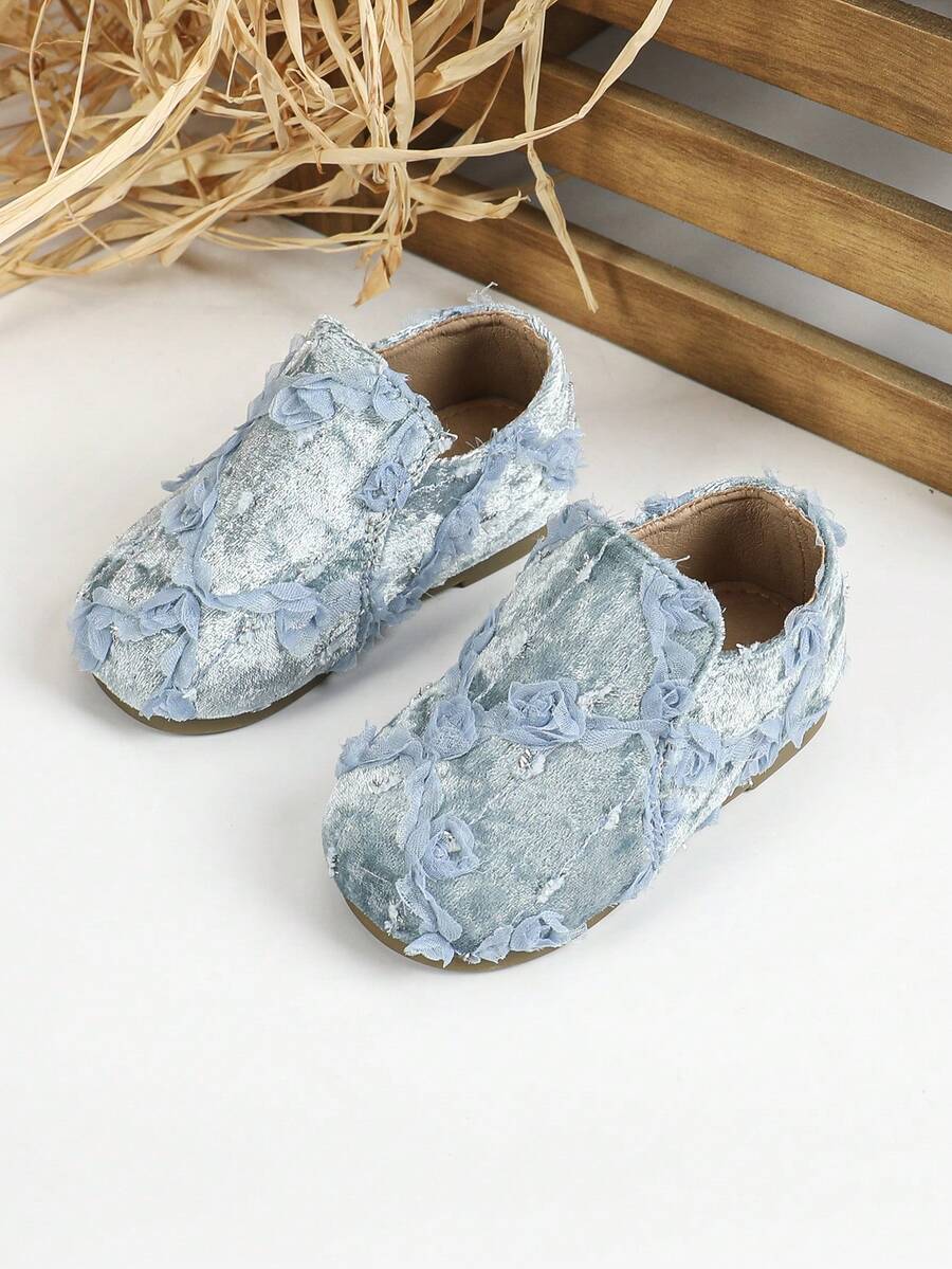 1双简约可爱深口舒适保暖婴儿鞋，适合秋冬季婴儿，平底 - 藍色 - 查看 1