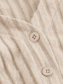 SHEIN MOD 2 件套女士纯色简约喇叭袖上衣和迷你裙套装 - 杏色 - 查看 3