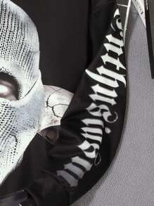 SHEIN Tween Boy Cool Character Graphic Print Hooded Sweatshirt Jacket - Black - View 3