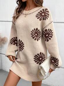 SHEIN LUNE New Handmade Unique Knitted Loose Casual Dress - Multicolor - View 3