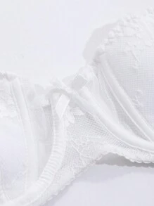 DAZY Women's Mesh And Contrast Lace Lightly Padded Sexy Bra - White - View 9
