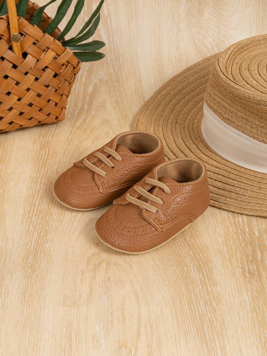 Giày tập đi nhẹ, đế cao su mềm, chống trượt cho bé trai, giày thể thao thời trang cổ điển - màu nâu - Xem 1