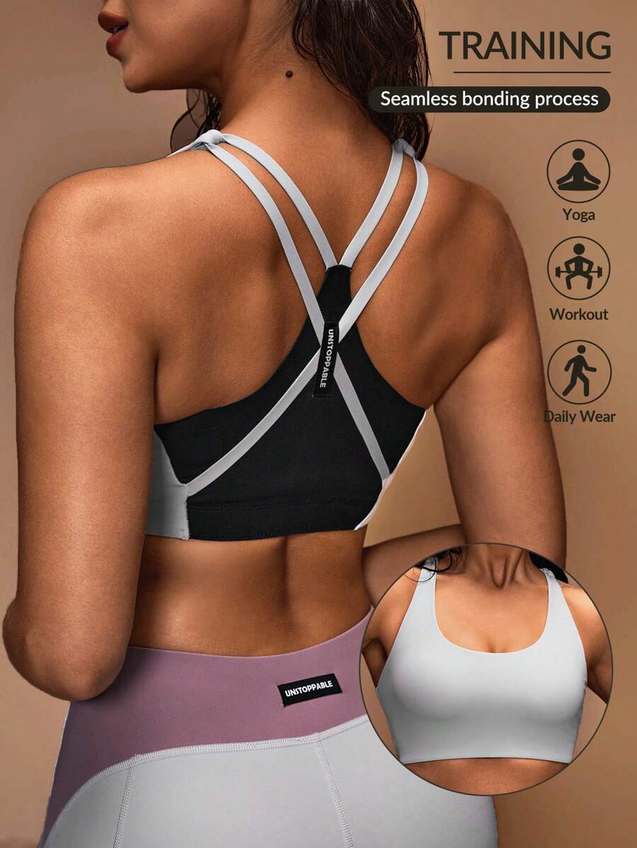 SHEIN Unity Women's Crisscross Back Sports Bra - Grey - View 1