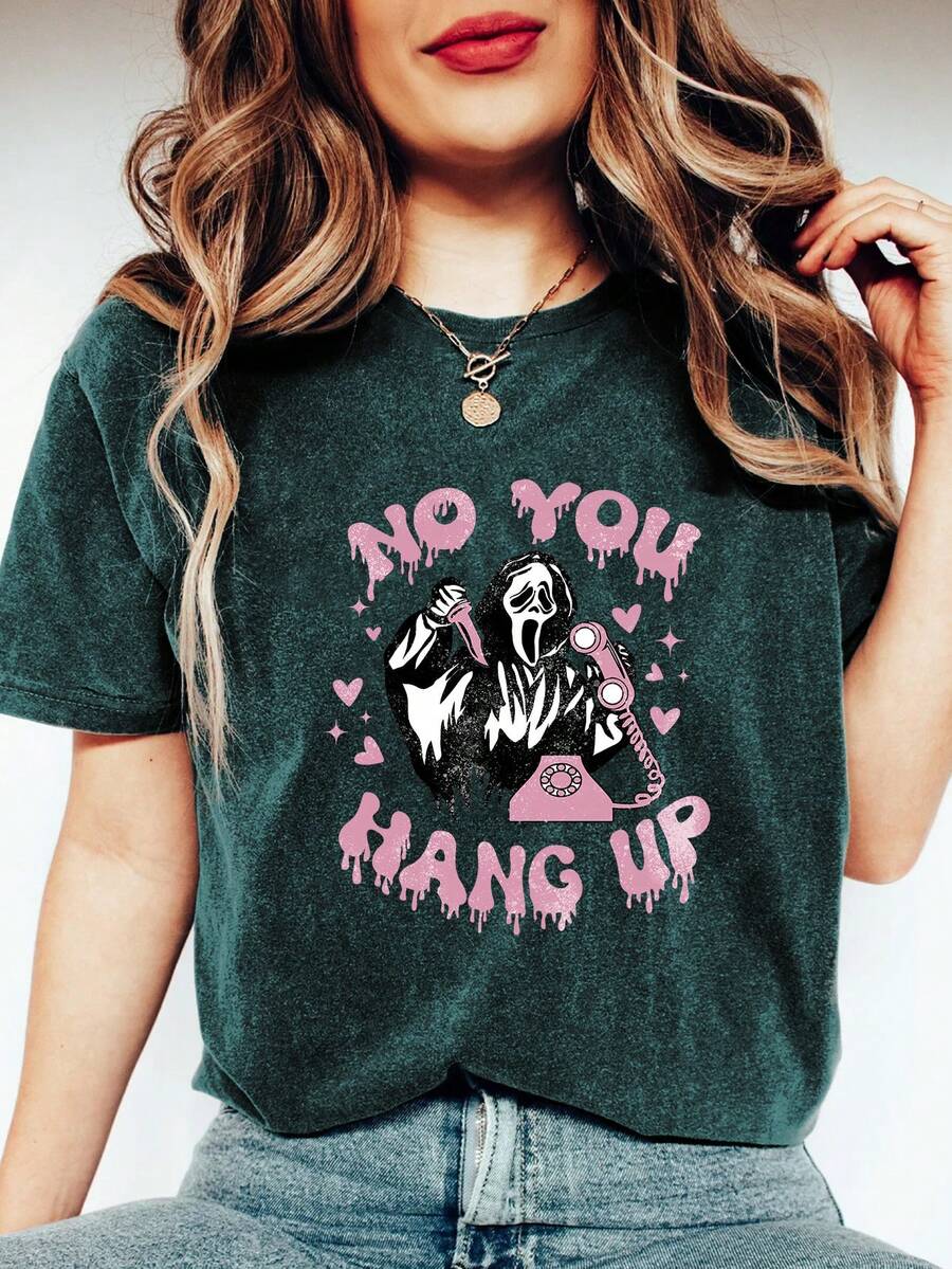 SHEIN LUNE 女士圆领短袖字母印花简约 T 恤，休闲日常穿着 - 淺灰色 - 查看 1