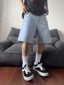 STEELVANCE Men's Casual Wide Leg Denim Shorts, Summer Plain Denim Jorts Baggy Light Blue Denim Shorts, For Husband, Boyfriend Gifts Work Going Out Urban Vacation College