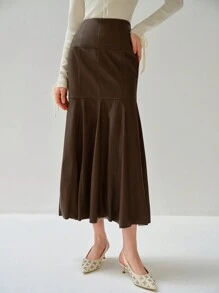 Enchnt Damen unifarbener, minimalistischer, lässiger Rock