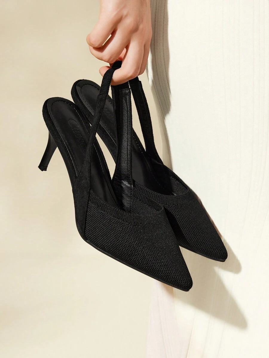 CUCCOO BASICS 女士鞋 简约优雅尖头黑色露跟细高跟鞋 夏季度假鞋 夏季促销 优雅高跟鞋 返校鞋 大学生鞋 圣诞节 秋季 新年 假期