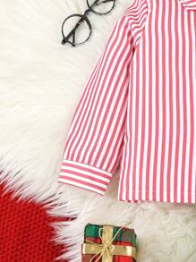 SHEIN 2 件装男婴休闲复古优雅校园风格拼色衬衫绅士套装，适合圣诞节场合 - 彩色 - 查看 7