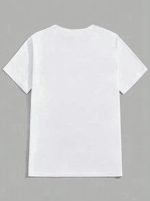 Manfinity 1 件男士休闲圣诞树卡车图案印花圆领短袖 T 恤，适合圣诞派对