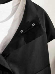 CovetEZ Áo khoác hàng ngày đơn giản màu trơn dành cho nữ cỡ lớn - màu đen - Xem 3