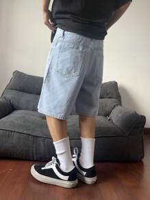 STEELVANCE Men's Casual Wide Leg Denim Shorts, Summer Plain Denim Jorts Baggy Light Blue Denim Shorts, For Husband, Boyfriend Gifts Work Going Out Urban Vacation College