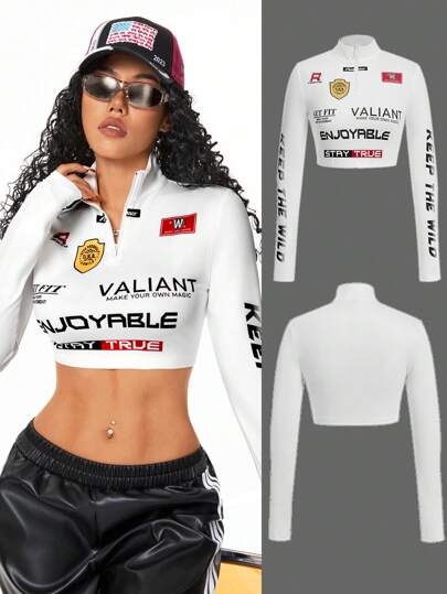 SHEIN EZwear Tops de streetwear con gráficos para mujer, de otoño/invierno