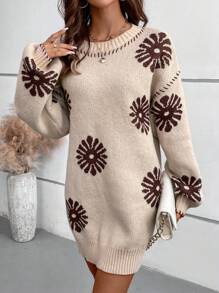 SHEIN LUNE New Handmade Unique Knitted Loose Casual Dress - Multicolor - View 6