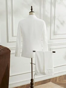 Manfinity VCAY Conjunto de traje informal de ajuste slim de mezcla de lino para hombre, adecuado para el uso de oficina en otoño e invierno