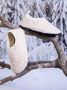 Dziecięce miękkie pluszowe kapcie na rzepy do noszenia w pomieszczeniach, odzież domowa i biurowa - Beżowy - Zobacz 8