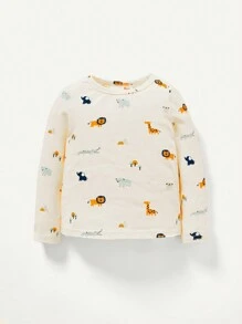Cozy Pixies 2pcs Baby Boy Cartoon Pattern Crew Neck Long Sleeve Top And Bib Pants Set - Brown - View 6