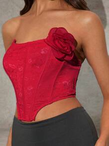 Forever 21 Summer New Arrivals Strapless Romantic Chiffon Floral Party Top - White - View 6