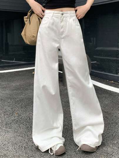 DAZY 女式纯色简约休闲牛仔裤