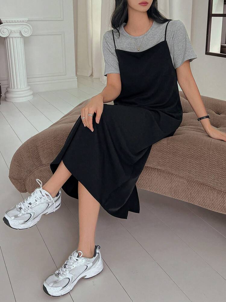 Women's Casual Solid Color Sleeveless Dress, Spring & Summer Sundress Maxi Dress