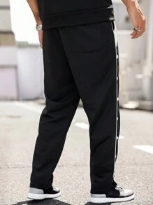 Manfinity LEGND Pantalones casuales con decoración de puntos de contraste para hombres - Blanco y Negro - Ver 2