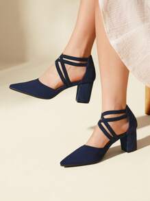 CUCCOO BASICS Zapatos de tacón minimalistas de punta fina con correa de tobillo para zapatos de verano de vacaciones, zapatos elegantes de tacón para el regreso a la escuela, zapatos de estudiante universitaria, zapatos de Navidad, otoño y Año Nuevo