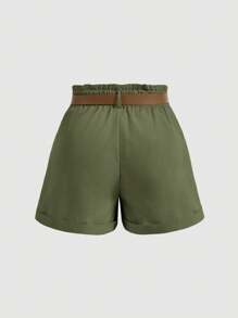 SHEIN MOD Vintage Style Plus Size Apricot Color Shorts With Belt