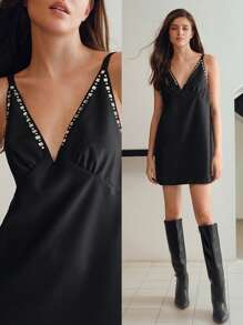 MOTF STUDIO VÁY NGẮN NGẮN TẠO TẠO TAY - màu đen - Xem 2