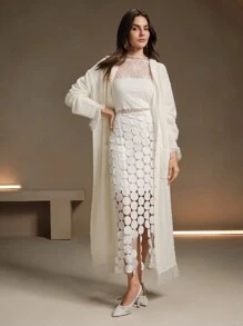 Anewsta Áo len dài thường ngày thiết kế tối giản cho nữ - trắng - Xem 7