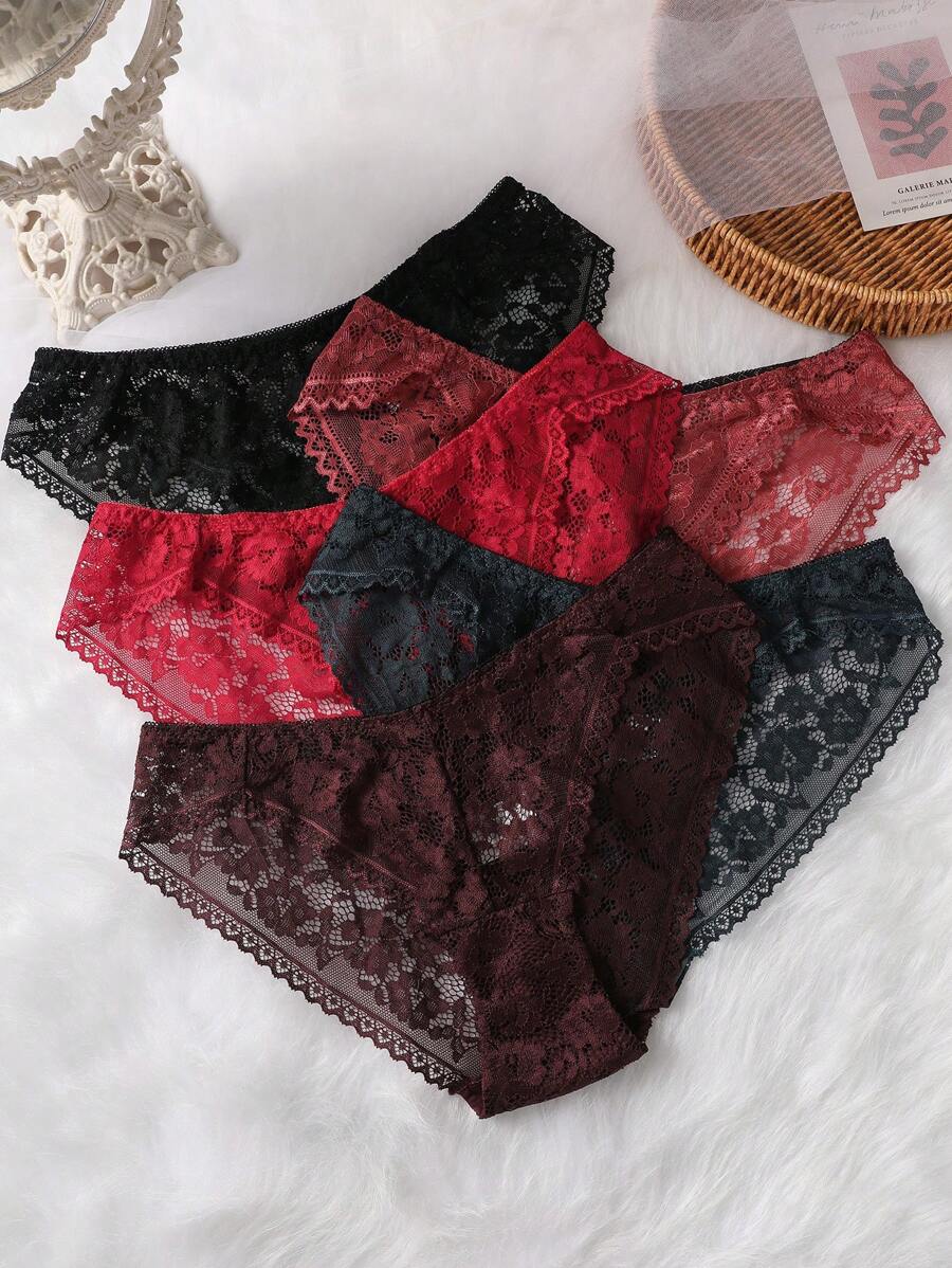 5pcs/Pack Women Lace Trim Panties - Multicolor - View 1