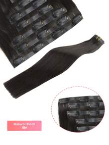 Seamless Clip Ins 115g Silky Straight 1B# Natural Black PU Seamless 7PCS Clip In Human Hair Extensions Clip Ins Hair Extensions - S1B - View 4